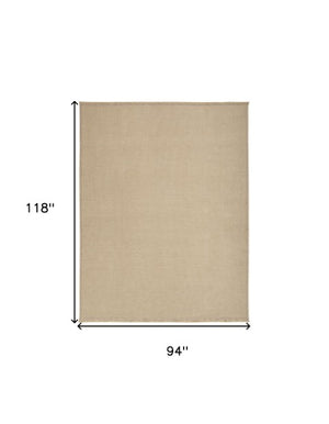 Homeroots 8' X 10' Natural Flatweave Non-skid Area Rug With Fringe - Stylish, Durable, And Versatile Home Accent  Jute,Cotton,Polyester 556245