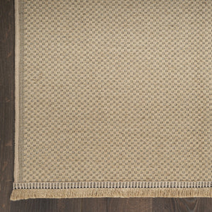 Homeroots 8' X 10' Natural Flatweave Non-skid Area Rug With Fringe - Stylish, Durable, And Versatile Home Accent  Jute,Cotton,Polyester 556245