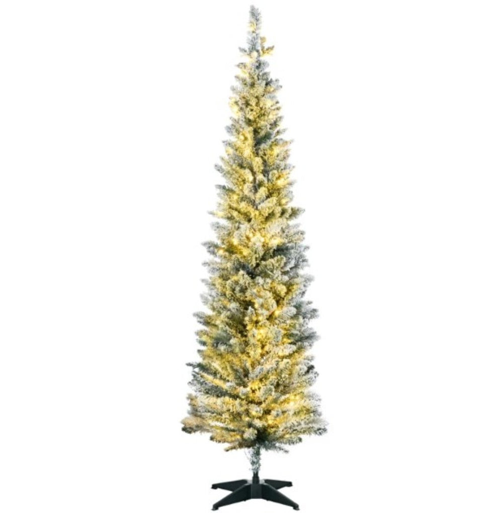 English Elm 5ft Slim Pencil Artificial Tree with 110 Warm Led Lights for Small Spaces T3971P419155