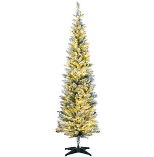 English Elm 5ft Slim Pencil Artificial Tree with 110 Warm Led Lights for Small Spaces T3971P419155