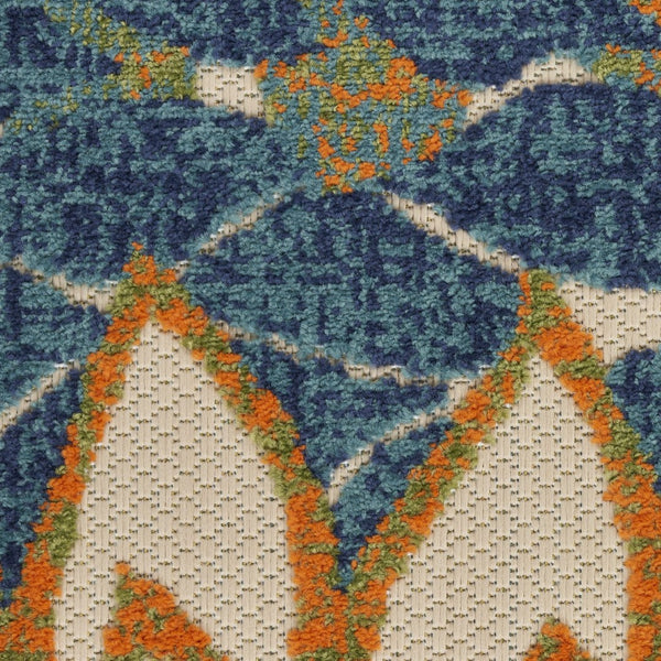 HomeRoots 5' Blue Yellow Floral Area Rug – Durable Indoor/Outdoor Design, Perfect for High-Traffic Spaces! 556280