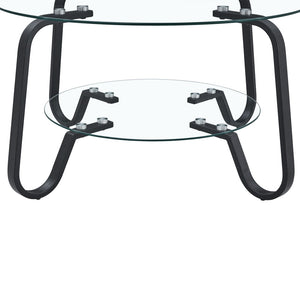 English Elm New Retro Minimalist Square Coffee Table Metal Frame Dual Tempered Glass Tiers W3226P295268