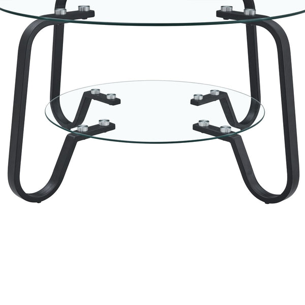 English Elm New Retro Minimalist Square Coffee Table Metal Frame Dual Tempered Glass Tiers W3226P295268