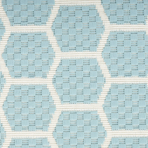 HomeRoots 8' Aqua and Ivory Geometric Area Rug – Stylish Indoor/Outdoor Essential for Modern Spaces! 556304