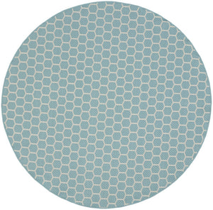 HomeRoots 8' Aqua and Ivory Geometric Area Rug – Stylish Indoor/Outdoor Essential for Modern Spaces! 556304