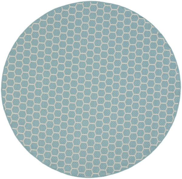 HomeRoots 8' Aqua and Ivory Geometric Area Rug – Stylish Indoor/Outdoor Essential for Modern Spaces! 556304