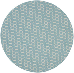 HomeRoots 8' Aqua and Ivory Geometric Area Rug – Stylish Indoor/Outdoor Essential for Modern Spaces! 556304