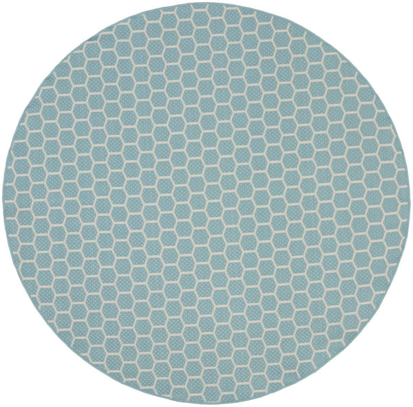 HomeRoots 8' Aqua and Ivory Geometric Area Rug – Stylish Indoor/Outdoor Essential for Modern Spaces! 556304