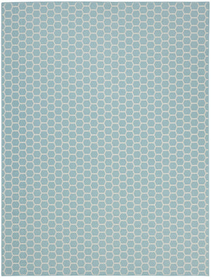HomeRoots 9' Aqua and Ivory Geometric Flatwoven Area Rug - Stylish, Durable, Reversible for Indoor/Outdoor Use 556306