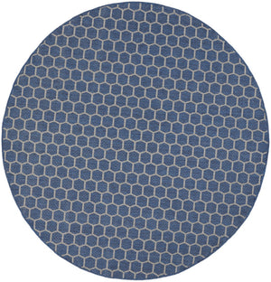 HomeRoots 8' Blue and Ivory Geometric Area Rug - Stylish Indoor/Outdoor Design, Easy to Clean, Reversible & Durable 556314