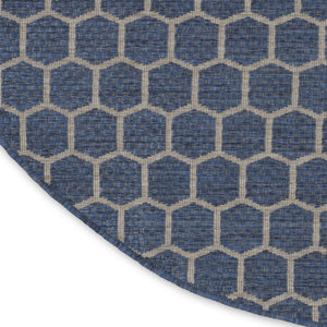HomeRoots 8' Blue and Ivory Geometric Area Rug - Stylish Indoor/Outdoor Design, Easy to Clean, Reversible & Durable 556314