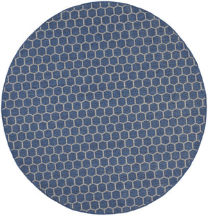 HomeRoots 8' Blue and Ivory Geometric Area Rug - Stylish Indoor/Outdoor Design, Easy to Clean, Reversible & Durable 556314