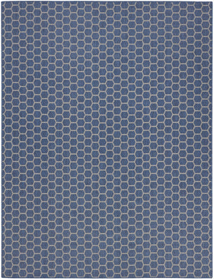 HomeRoots 9' Contemporary Blue and Beige Geometric Indoor/Outdoor Area Rug - Durable, Reversible, Easy Care! 556316