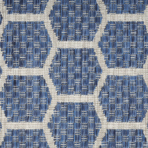 HomeRoots 9' Contemporary Blue and Beige Geometric Indoor/Outdoor Area Rug - Durable, Reversible, Easy Care! 556316