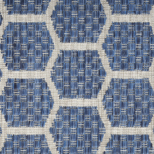 HomeRoots 9' Contemporary Blue and Beige Geometric Indoor/Outdoor Area Rug - Durable, Reversible, Easy Care! 556316