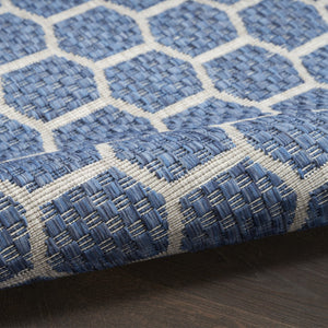 HomeRoots 9' Contemporary Blue and Beige Geometric Indoor/Outdoor Area Rug - Durable, Reversible, Easy Care! 556316