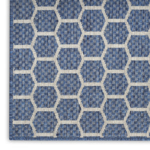 HomeRoots 9' Contemporary Blue and Beige Geometric Indoor/Outdoor Area Rug - Durable, Reversible, Easy Care! 556316