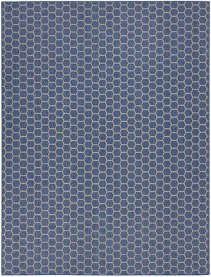 HomeRoots 9' Contemporary Blue and Beige Geometric Indoor/Outdoor Area Rug - Durable, Reversible, Easy Care! 556316