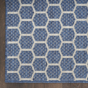HomeRoots 9' Contemporary Blue and Beige Geometric Indoor/Outdoor Area Rug - Durable, Reversible, Easy Care! 556316