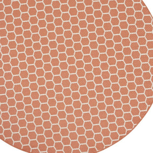 HomeRoots 8' Coral Geometric Indoor Outdoor Area Rug - Durable, Reversible, Stylish for Living Spaces & Patios 556319