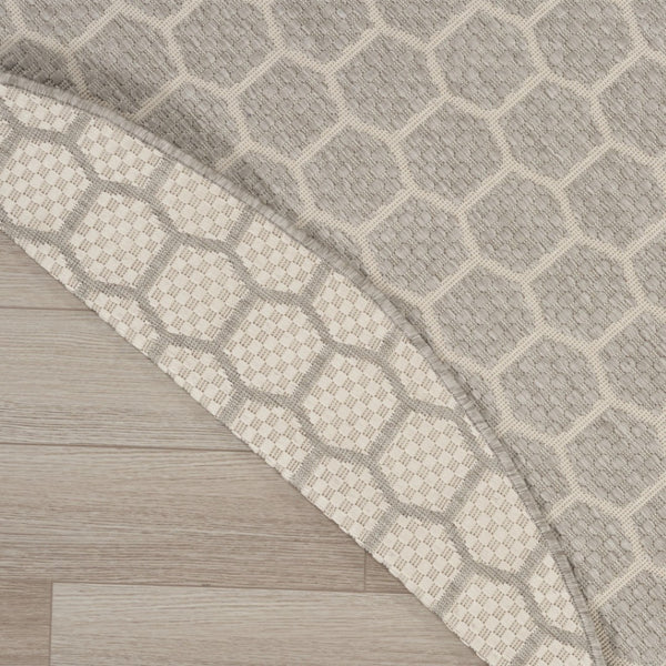 HomeRoots 8' Gray and Ivory Geometric Area Rug - Stylish Indoor/Outdoor Design for Modern Living Spaces 556324