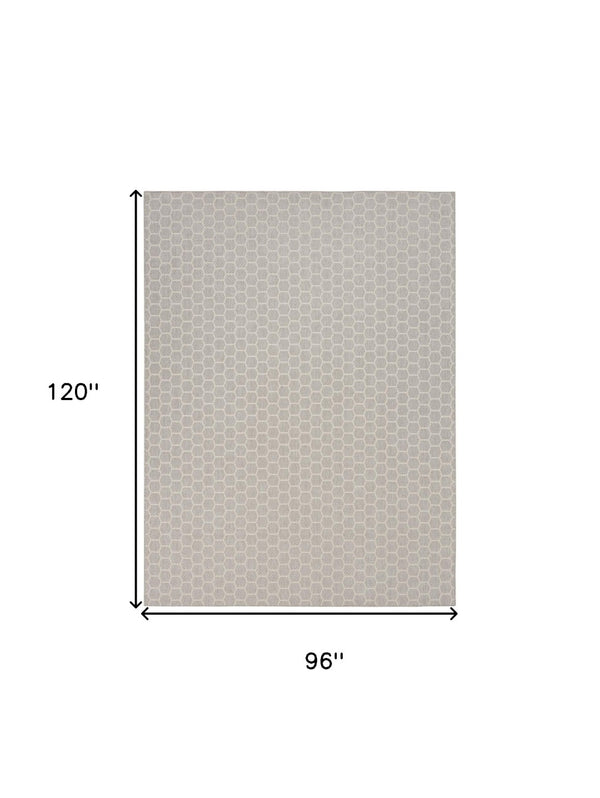 HomeRoots 8' X 10' Gray and Ivory Geometric Area Rug - Stylish Indoor/Outdoor Essential for Modern Spaces 556325