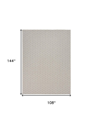 HomeRoots 9' X 12' Gray and Ivory Geometric Area Rug - Stylish Indoor/Outdoor Design for Easy Maintenance & Durability 556326