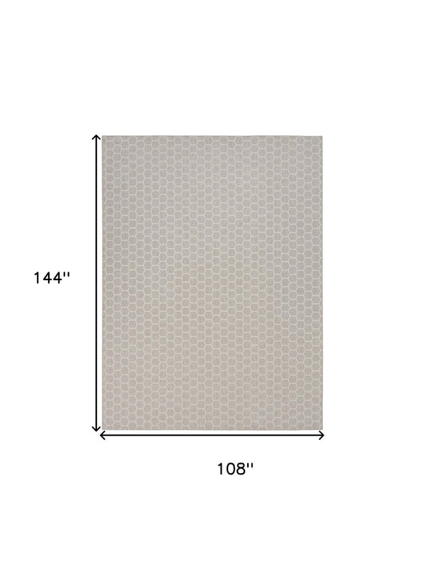 HomeRoots 9' X 12' Gray and Ivory Geometric Area Rug - Stylish Indoor/Outdoor Design for Easy Maintenance & Durability 556326
