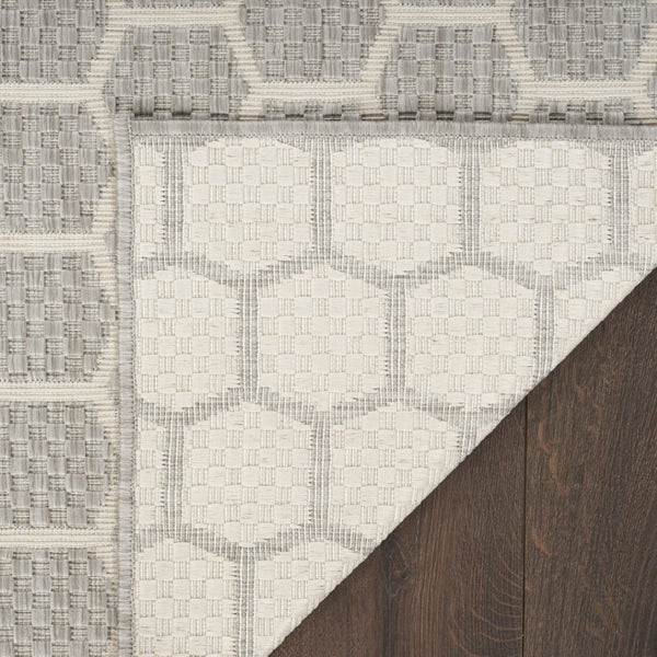 HomeRoots 9' X 12' Gray and Ivory Geometric Area Rug - Stylish Indoor/Outdoor Design for Easy Maintenance & Durability 556326