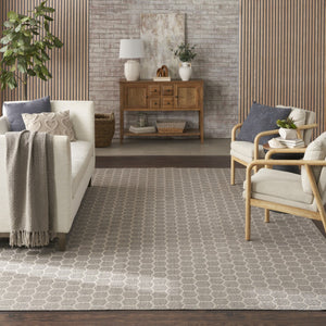 HomeRoots 9' X 12' Gray and Ivory Geometric Area Rug - Stylish Indoor/Outdoor Design for Easy Maintenance & Durability 556326