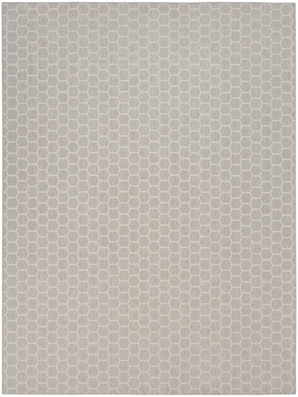 HomeRoots 9' X 12' Gray and Ivory Geometric Area Rug - Stylish Indoor/Outdoor Design for Easy Maintenance & Durability 556326