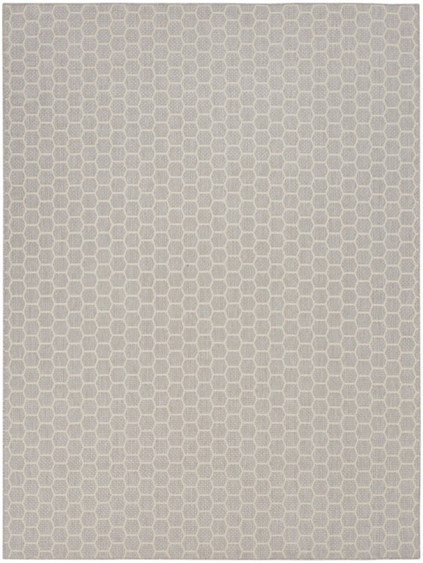 HomeRoots 9' X 12' Gray and Ivory Geometric Area Rug - Stylish Indoor/Outdoor Design for Easy Maintenance & Durability 556326