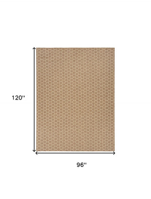 HomeRoots 8' X 10' Geometric Natural & Beige Area Rug - Stylish, Durable, Reversible for Indoor/Outdoor Use! 556330