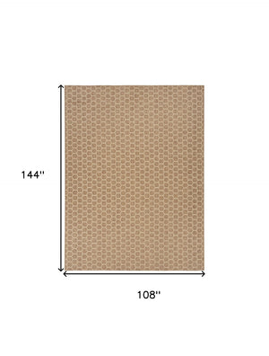 HomeRoots 9' X 12' Natural Geometric Indoor Outdoor Area Rug - Durable, Reversible, Stylish for Any Space 556331