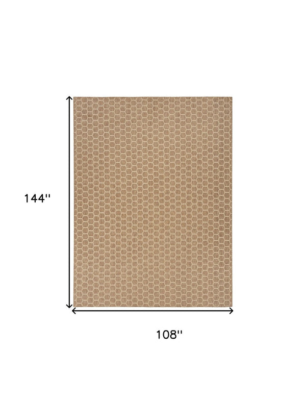HomeRoots 9' X 12' Natural Geometric Indoor Outdoor Area Rug - Durable, Reversible, Stylish for Any Space 556331