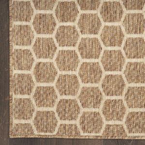 HomeRoots 9' X 12' Natural Geometric Indoor Outdoor Area Rug - Durable, Reversible, Stylish for Any Space 556331