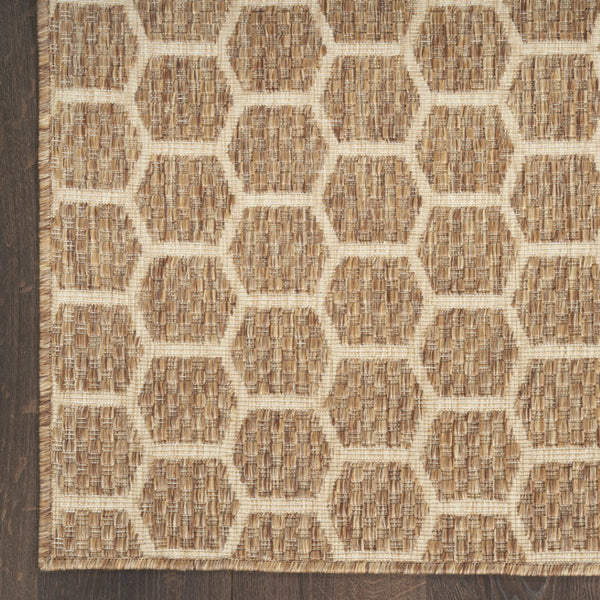 HomeRoots 9' X 12' Natural Geometric Indoor Outdoor Area Rug - Durable, Reversible, Stylish for Any Space 556331