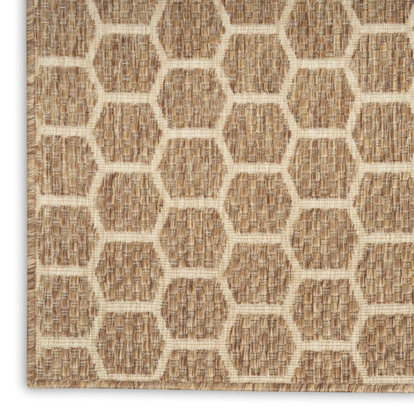 HomeRoots 9' X 12' Natural Geometric Indoor Outdoor Area Rug - Durable, Reversible, Stylish for Any Space 556331