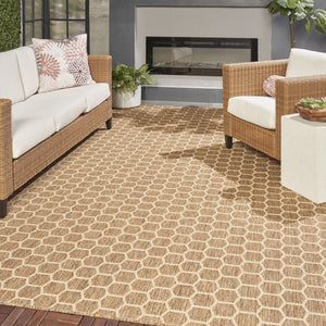 HomeRoots 9' X 12' Natural Geometric Indoor Outdoor Area Rug - Durable, Reversible, Stylish for Any Space 556331