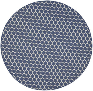 HomeRoots 8' Navy Blue Geometric Indoor Outdoor Area Rug - Stylish, Durable, Reversible for Versatile Spaces 556334