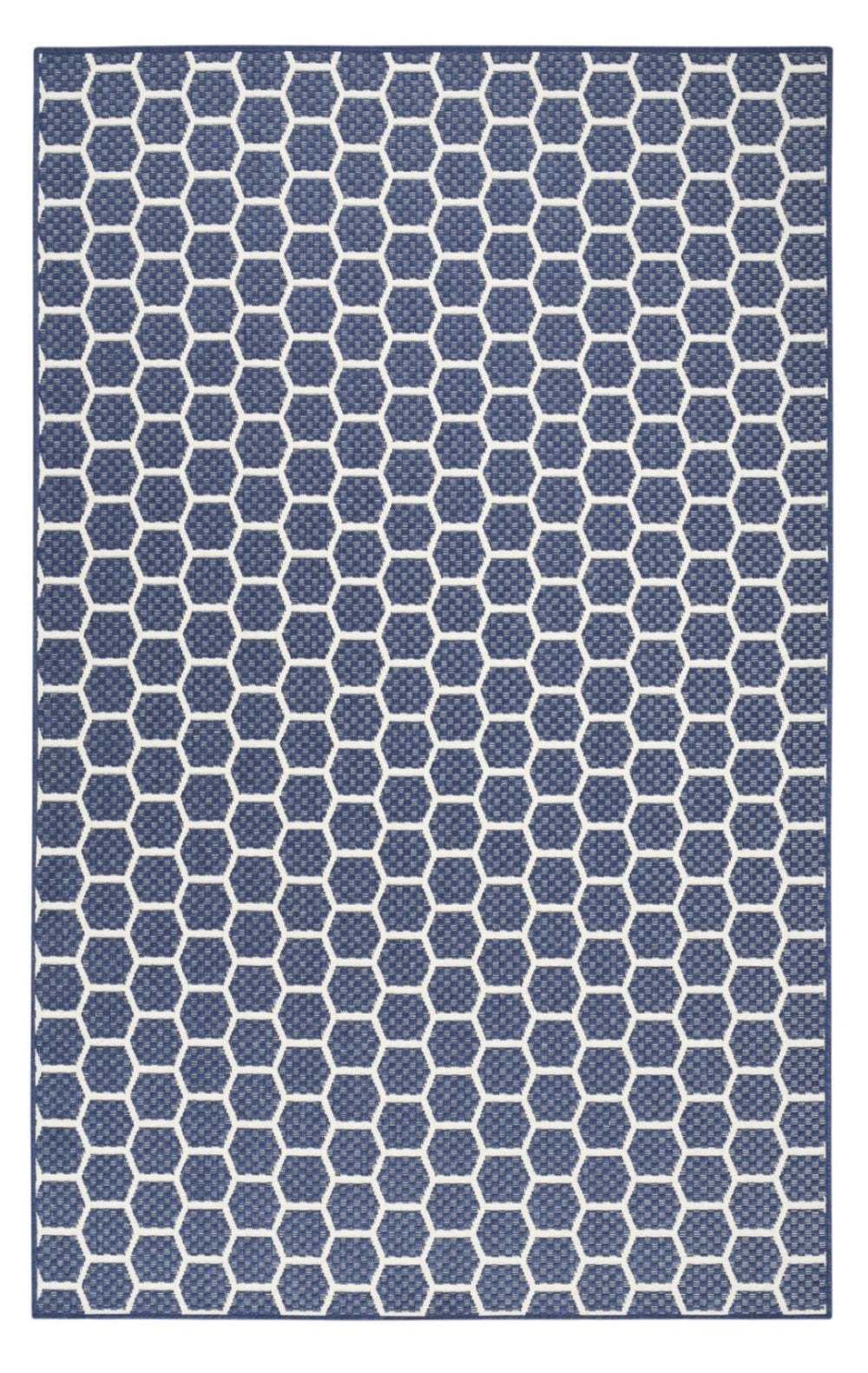 HomeRoots 9' Geometric Navy Blue and Ivory Area Rug - Stylish, Reversible Indoor/Outdoor Design for Modern Spaces 556336