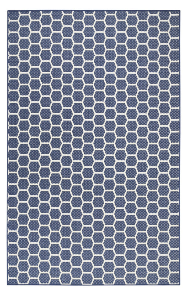 HomeRoots 9' Geometric Navy Blue and Ivory Area Rug - Stylish, Reversible Indoor/Outdoor Design for Modern Spaces 556336