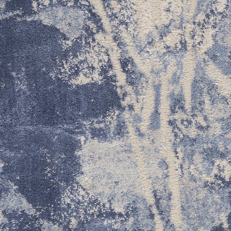 HomeRoots 4x6 Abstract Area Rug in Cream and Blue Soft Synthetic Fibers for Entryways 556365