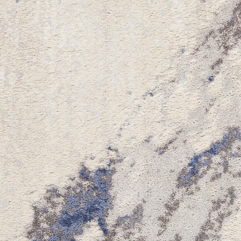 HomeRoots Abstract Power Loomed Polypropylene Area Rug in Ivory Blue Gray for Living Rooms and Entryways 4' x 6' 0.28" 556366