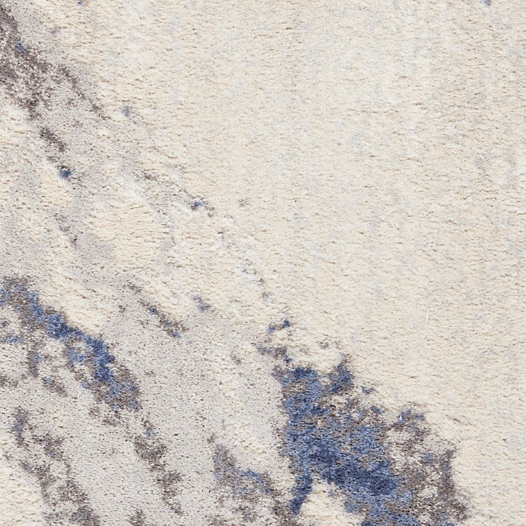 HomeRoots Abstract Power Loomed Polypropylene Area Rug in Ivory Blue Gray for Living Rooms and Entryways 4' x 6' 0.28" 556366