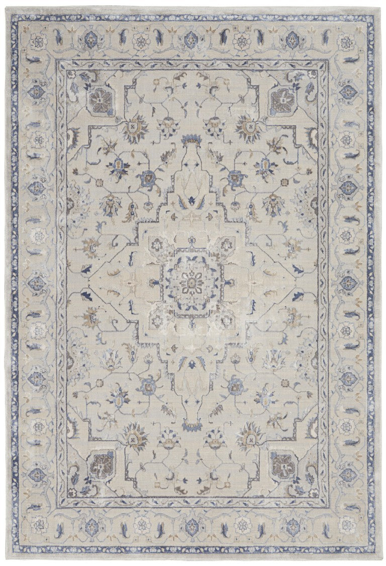 HomeRoots 4 X 6 Ivory Floral Area Rug Cottage Style Power Loomed Accent for Bedroom 556372