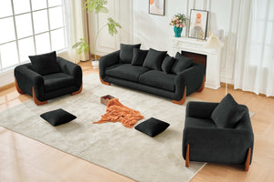 English Elm Upholstery Single Arm Chair Sofa In Textured Sherpa With Wood Legs - Cozy Modern Living Room Accent W2817S00004-GIGA