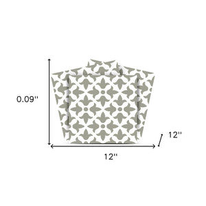 Homeroots 12" Removable Peel And Stick Sage Gray Fleur Tiles - Transform Your Space With Stylish Décor! 12" X 12" Vinyl 556389