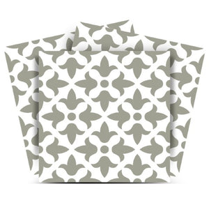 Homeroots 12" Removable Peel And Stick Sage Gray Fleur Tiles - Transform Your Space With Stylish Décor! 12" X 12" Vinyl 556389