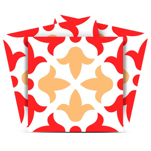 Homeroots 12" X 12" Red And White Roja Hola Peel And Stick Tiles - Transform Your Space With Stylish Ease! 12" X 12" Vinyl 556391